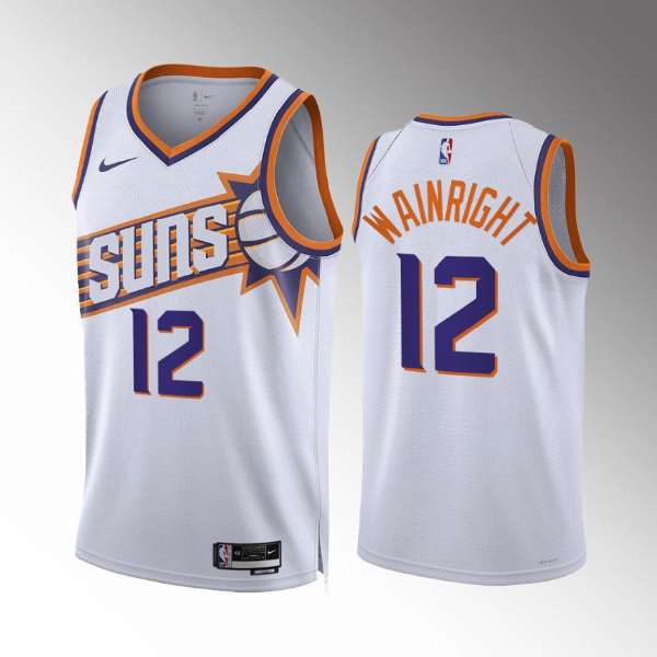 Men's Phoenix Suns #12 Ish Wainright White Association Edition Stitched Basketball Jersey